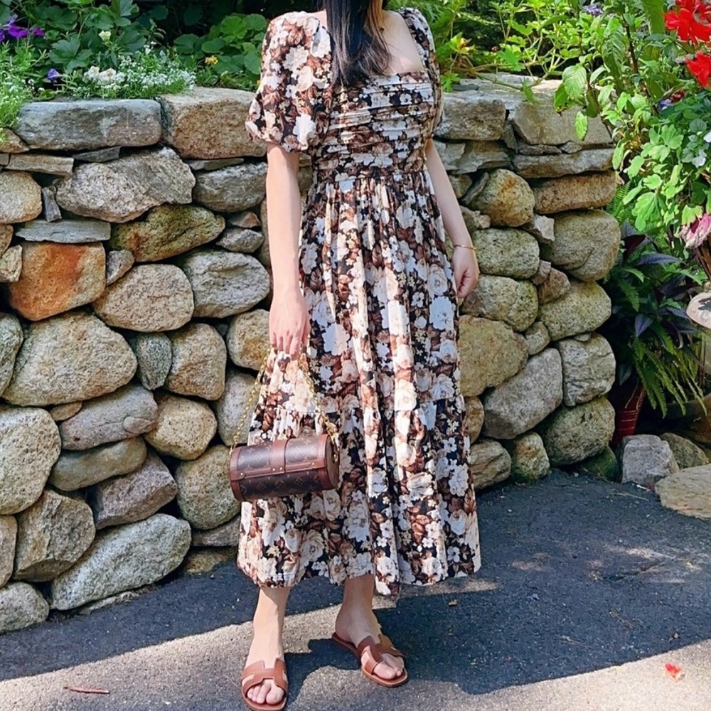 A&F emerson poplin sleeve brown floral